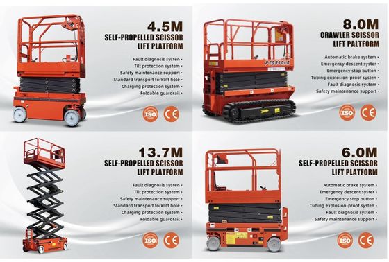 6m 8m 10m Ciseau électrique autopropulsé Plateforme de travail aérienne 230kg Charge